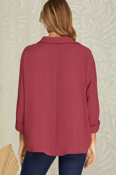 3/4 Sleeve Collared Top