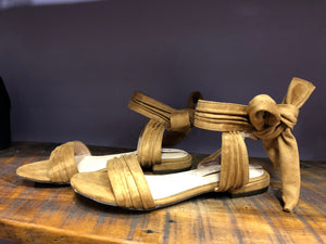 Emory Flat Camel Sandal With Bow